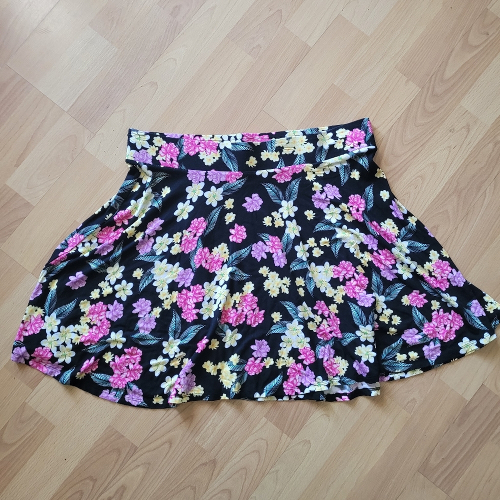 Floral Black Skirt